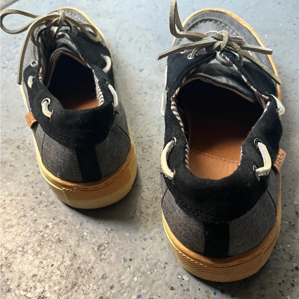 Vans Boat Deck Dock Black Suede Grey Canvas Upper Shoes 10